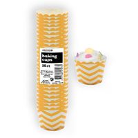 Chevron Sunflower Yellow Paper Cupcake Baking Cups 25 Pack