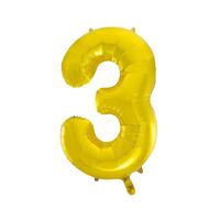 86cm Gold 3 Number Foil Balloon