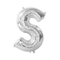 Silver S Letter Foil Balloon 86cm 