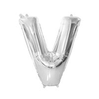 Silver V Letter Foil Balloon 86cm 