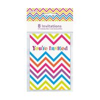 Rainbow Chevron Invitations 8 Pack