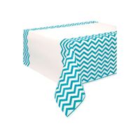 Chevron Caribbean Teal Plastic Tablecover 