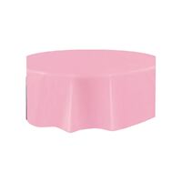 Lovely Pink Plastic Tablecover Round 