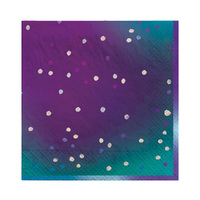 Sparkling Sapphire Lunch Napkins Iridescent Hot Stamped 16 Pack