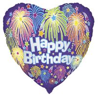 45cm Birthday Fireworks  Foil Balloon Packaged