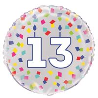45cm Rainbow 13 Confetti Foil Balloon 