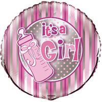 45cm Its A Girl Bottle  Foil Balloon Packaged