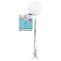 60cm  White Latex Balloon With Silver Tassel