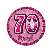 Glitz Pink Jumbo Birthday Badge - 70
