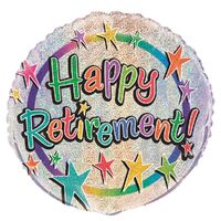 Happy Retirement 45cm  Foil Prismatic Balloons Packaged
