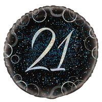 45cm Glitz Blue 21st Birthday Foil Balloon 