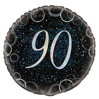 45cm Glitz Blue 90th Birthday Foil Balloon 