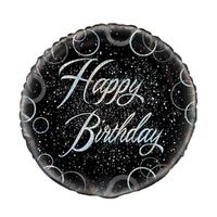 45cm Glitz Silver Happy Birthday Foil Balloon 