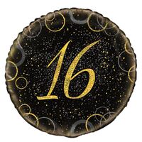 45cm Glitz Gold 16th Birthday Foil Balloon 