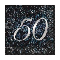 Glitz Blue Foil Stamped 50 Luncheon Napkins 2ply 16 Pack