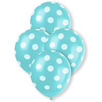 30cm Dots Caribbean Teal Balloons Printed Balloons 6 Pack