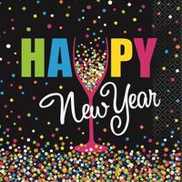 Confetti New Years 20 Luncheon Napkins 2ply 16 Pack