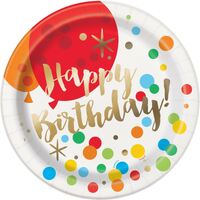 Glitzy Gold Foil Paper Plates 23cm 8 Pack
