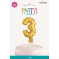 Gold Balloon Cake Topper "3" 12cm 
