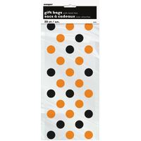 Dots Orange & Black  Cello Bags 20 Pack