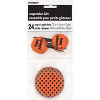 Dots Orange & Black Happy Halloween Cupcake Kit For 24