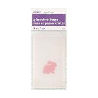 Pink Bunny Easter Glassine Treat Bags 8 Pack