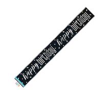 Happy Birthday Black & Silver Foil Banner