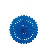 3 Decorative Fans 15cm -Royal Blue