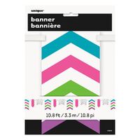 Dots Stripes & Chevron Paper Pennant Banner Bright Multi 3.3m