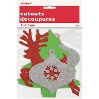 Christmas 6 Mini Glitter Cutouts