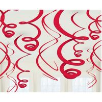 Plastic Swirl Decorations - Apple Red 12 Pack