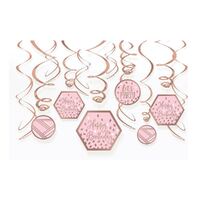 Blush Birthday Swirl Decorations 12 Pack