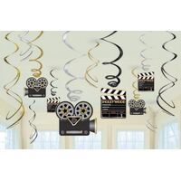Lights Camera Action! Value Pack Foil Swirl Decorations 12 Pack