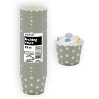 Dots Silver Paper Cupcake Baking Cups 25 Pack