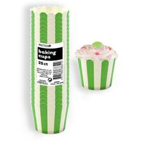 Stripes Lime Green Paper Cupcake Baking Cups 25 Pack
