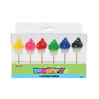 Dots Midnight Black Cupcake Pick Candles - Asstd 6 Pack
