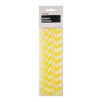 20 Stripes Paper Straws Yellow