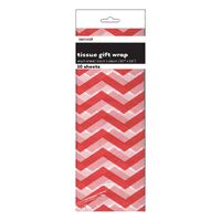 Chevron 10 Tissue Sheets - Red