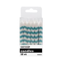 Chevron  Candles Caribbean Teal 12 Pack