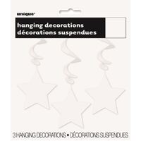 3 star Hanging Swirls - White