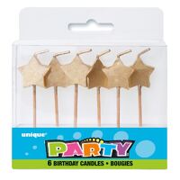 6 Gold Star Pick Candles