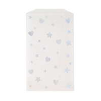 Iridescent Heart & Star Glassine Treat Bags 8 Pack