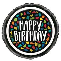 45cm Colourful Mosaic Happy Birthday Foil Balloon Packaged