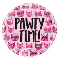 45cm Pink Pawty Time Foil Balloon Packaged