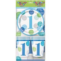 Blue Dots 1st Birthday Pty Pk For 8