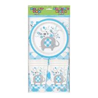 Floral Elephant Baby Shower Blue Party Pack For 8