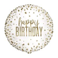 45cm Gold Confetti Happy Birthday Foil Balloon