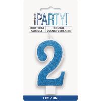Number Candle 2 - Glitter Blue