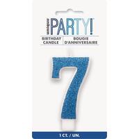 Number Candle 7 - Glitter Blue