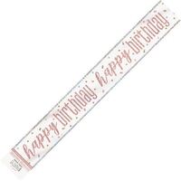 Rose Gold Happy Birthday Prismatic Foil Banner 2.74m 